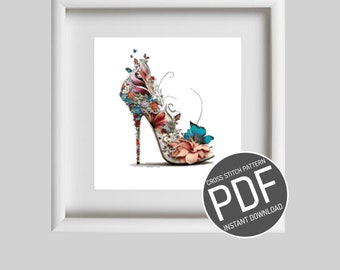 Kruissteekpatroon: Bloem met hoge hak / Kruissteekpatroonkaart Bloem met hoge hak.
