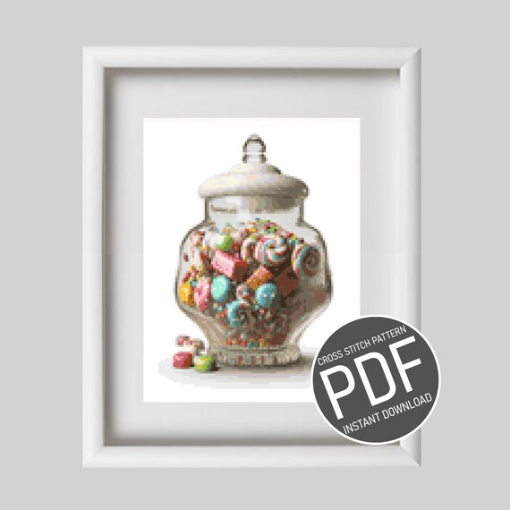 Cross Stitch Pattern Candy Box / Grille point de croix motif Bonbons