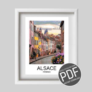 Cross Stitch Pattern Alsace poster / Cross stitch grid pattern Alsace poster
