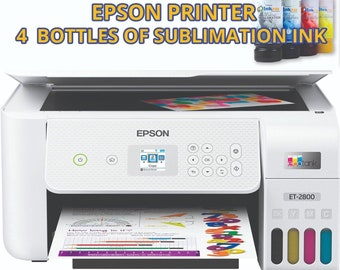 Espon Printer Sublimation Ink, White, Sublimation Printer Bundle with sublipaper