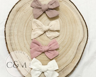 Mini Bow Hair Clips  | Hairbow | Baby Girl Hair accessories | Neutral Bows | Pink Hair Slides | Baby Shower Gift | Toddler | Baby Girl Child