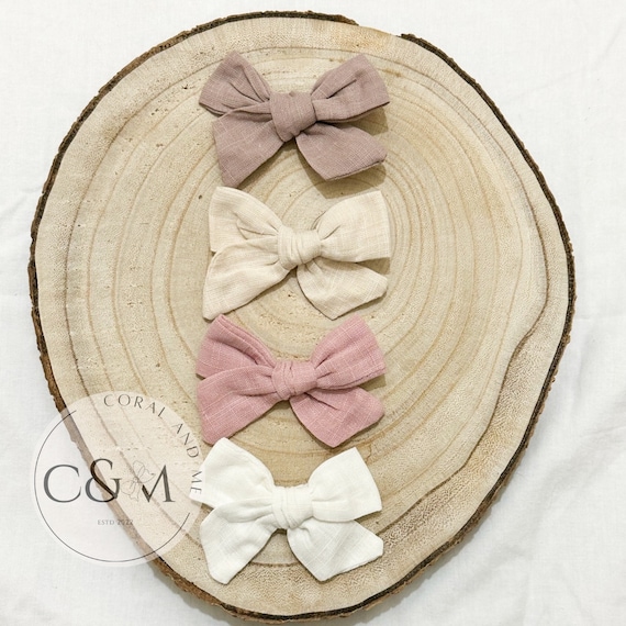 Mini Bow Hair Clips  | Hairbow | Baby Girl Hair accessories | Neutral Bows | Pink Hair Slides | Baby Shower Gift | Toddler | Baby Girl Child