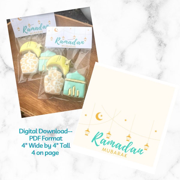 Cookie Card, Ramadan Bag Topper,  Digital Cookie Bag Topper,  Printable Bag Topper,  Ramadan