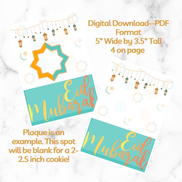 Eid Mubarak Ramadan Cookie Card, 3.5 x 5" Digital Cookie Card, Printable Cookie Card