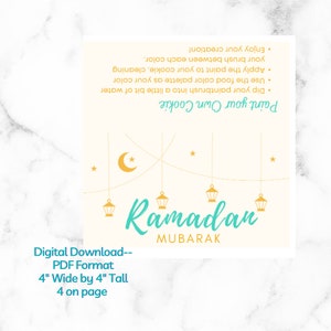Malen Sie Ihre eigene druckbare Keks-Karte, digitale Keks-Karte, druckbare Keks-Karte, Ramadan Malen Sie Ihre eigene Karte