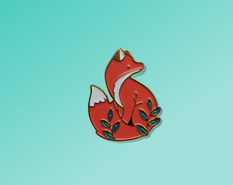 Red Fox Pin  - Cute Gold Enamel Pin - for Backpacks Jackets And Hats - Perfect gift