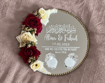 Personalised Luxury Wedding Ring Plate for Nikkah, Wedding, Engagement.