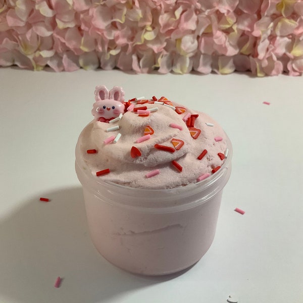 Strawberry Bunny Fluff, Kawaii slime, Berries&Cream scent