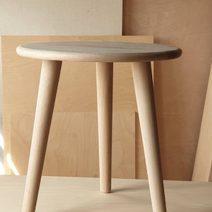 Wooden side table Mid century modern table Small round table with tapered legs Scandi style furniture image 1