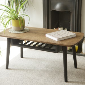 Mid century modern wooden coffee table with shelf - Oak coffee table - Scandi coffee table - Ercol inspired Coffee Table - Furniture