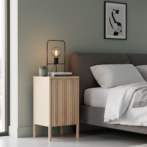 Modern fluted cabinet. Bedside table with Fluted front. Handmade oak bedside cabinet. Side unit.