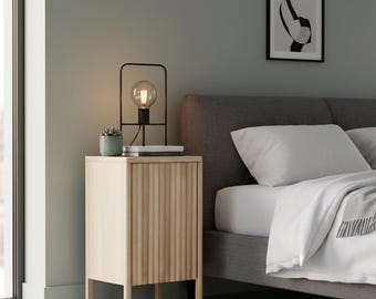 Modern fluted cabinet. Bedside table with Fluted front. Handmade oak bedside cabinet. Side unit.
