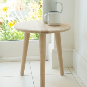 Wooden side table Mid century modern table Small round table with tapered legs Scandi style furniture image 2