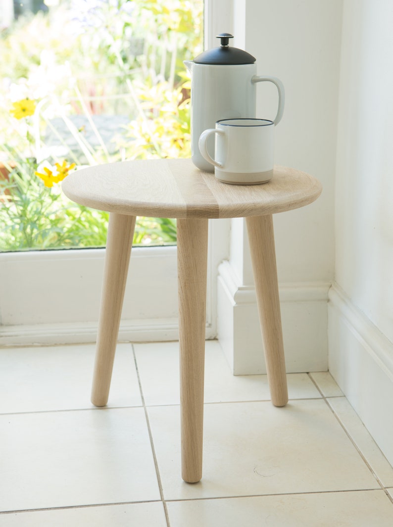 Wooden side table Mid century modern table Small round table with tapered legs Scandi style furniture image 2