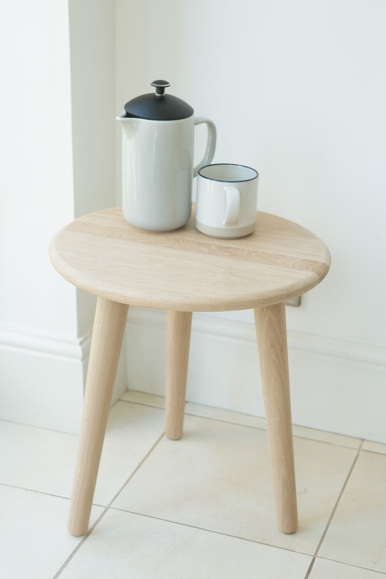 Wooden side table Mid century modern table Small round table with tapered legs Scandi style furniture image 4