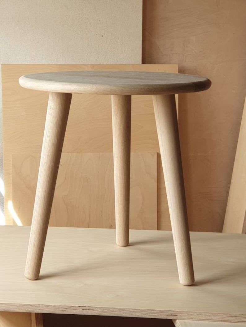 Wooden side table Mid century modern table Small round table with tapered legs Scandi style furniture image 1