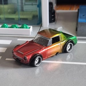 Unique one-off Hotwheels die-cast Fairlady 2000, 1:64 scale, restored and customised, candy paint colour fade, one of a kind
