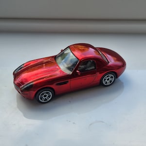 Unique die-cast car, BMW Z8, custom bare metal restoration, one-off Red Chrome finish
