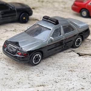 Vintage early 2000s Realtoy die-cast model car, Ford Crown Victoria Police car, custom restoration/transformation