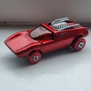 Custom restoration 1970s Matchbox Superfast die-cast model car, no.1 Mod Rod, alternative colour, Red with red wheels