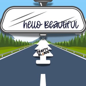 Hello Beautiful Self Affirmation Car Mirror Decal, Holographic Affirmation Sticker, Rearview Mirror Decal, Hello Handsome