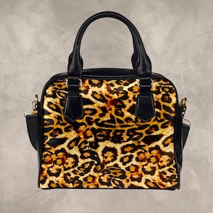 Sac à bandoulière imprimé léopard pour femme en similicuir élégant, imprimé LOVE mignon sac à main sac à main sac fourre-tout petit sac à main avec fermeture éclair