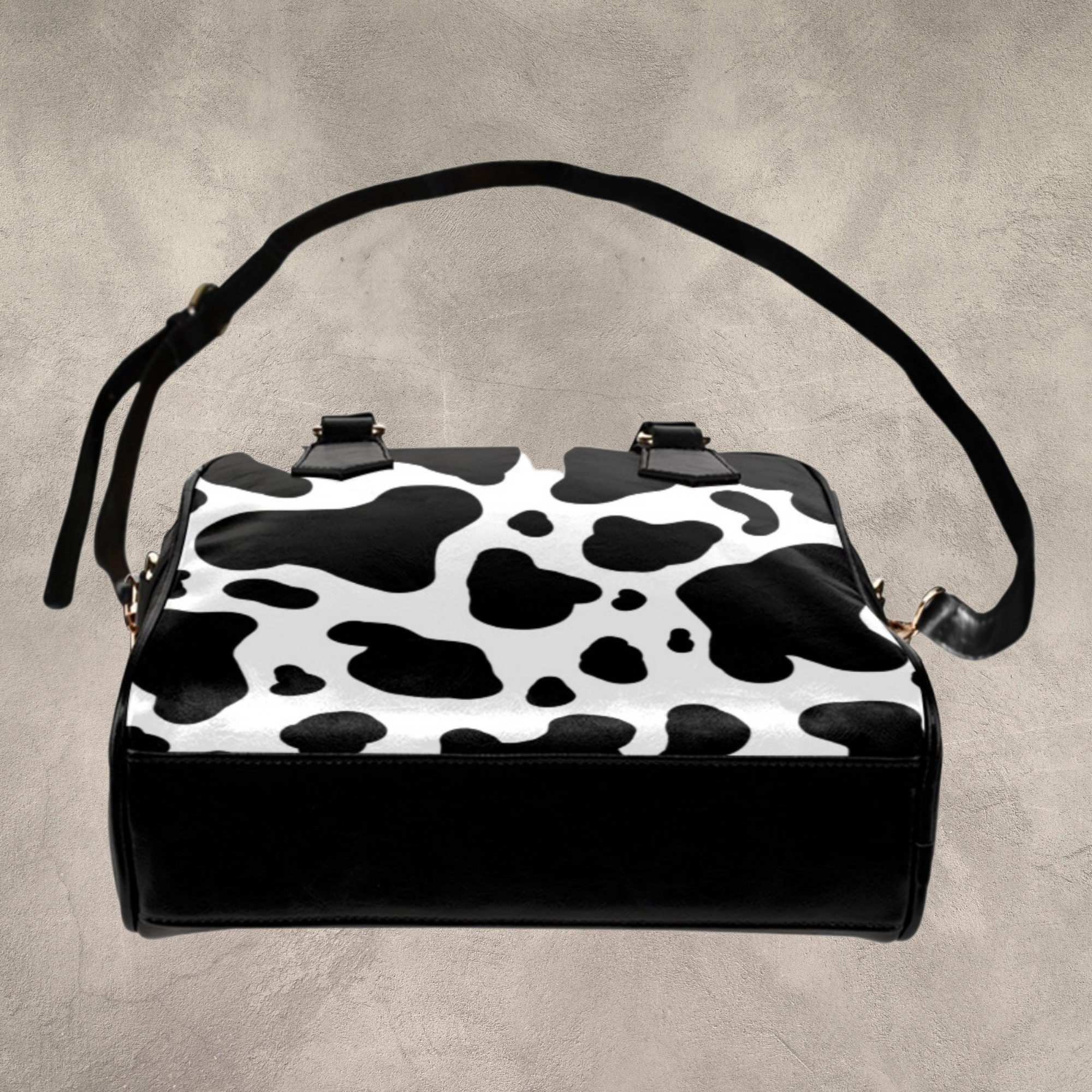 Fun Cowhide Fun Cow Print Black and White Shoulder Handbag With Strap, Lightweight ...
