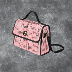 Sac à main cartable en toile d'inspiration chrétienne pour femme, sac à main rose, sac à main béni, sac à main Jésus, cadeau chrétien pour elle