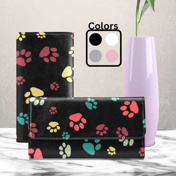 Leather Paw Print Wallet Etsy