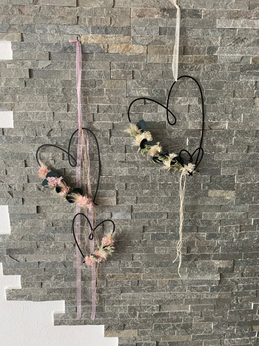 Metallherzen mit Hortensien und Eukalyptus Etsy.de