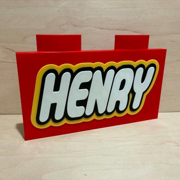 Personalized Building Block Display Sign | Custom Colors | Brick Name Sign