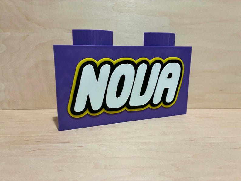 Personalized Building Block Display Sign | Custom Colors | Brick Name ...