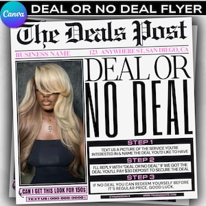 Deal or No Deal Flyer | Deal or no deal Hair, Braids, Nail, Lash Tech, MUA, Wig Flyer | September Deal or no Deal Flyer | Deal or no Deal