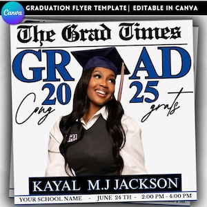 Editable Graduation Invitation Template: Canva Grad Party Evite (Digital Download)
