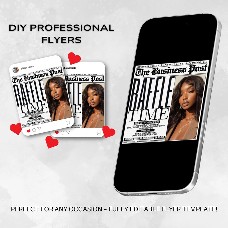 Cell Phone Raffle Flyer Editable Raffle Flyer Template: Beauty, Hair, Lashes (canva) - Etsy