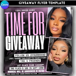 Editable Giveaway Flyer Template: Salon Raffle, Canva Design (Digital Download)