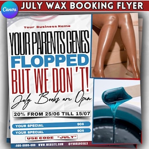 July Waxing Special Flyer: Aesthetician Instagram Post Canva Template (1080x1080 px) (Digital Download)