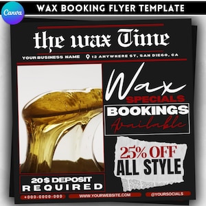 Aesthetician Wax Booking Flyer Template: Editable Canva Design