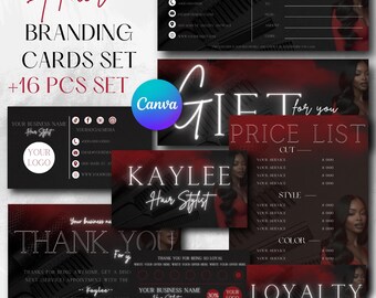 Hair Stylist Branding Kit: Business Cards, Price List (Canva Editable)