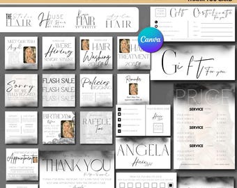 Hair Stylist Branding Kit: Logo, Business Card, & Instagram Posts (Canva Template) (Digital Download