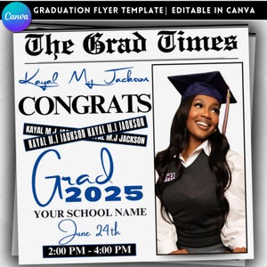 Editable Graduation Invitation Template: Canva Grad Party Evite (Digital Download)