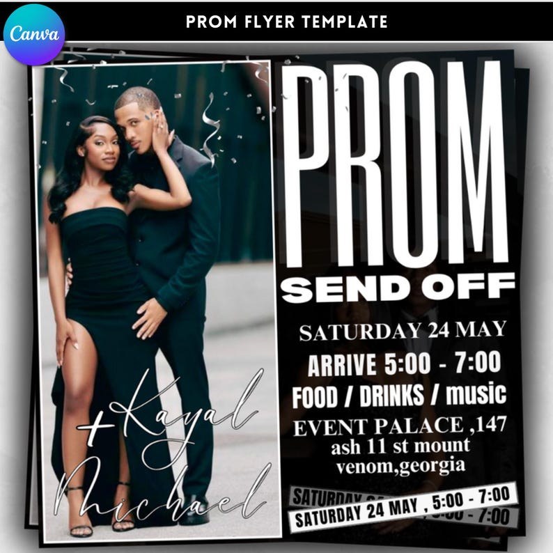 Editable Prom Send off Flyer Template: Canva Invitation (social Media ...
