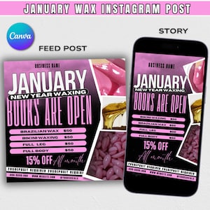 Wax Booking Flyer: January New Year Special (Editable Canva Template)