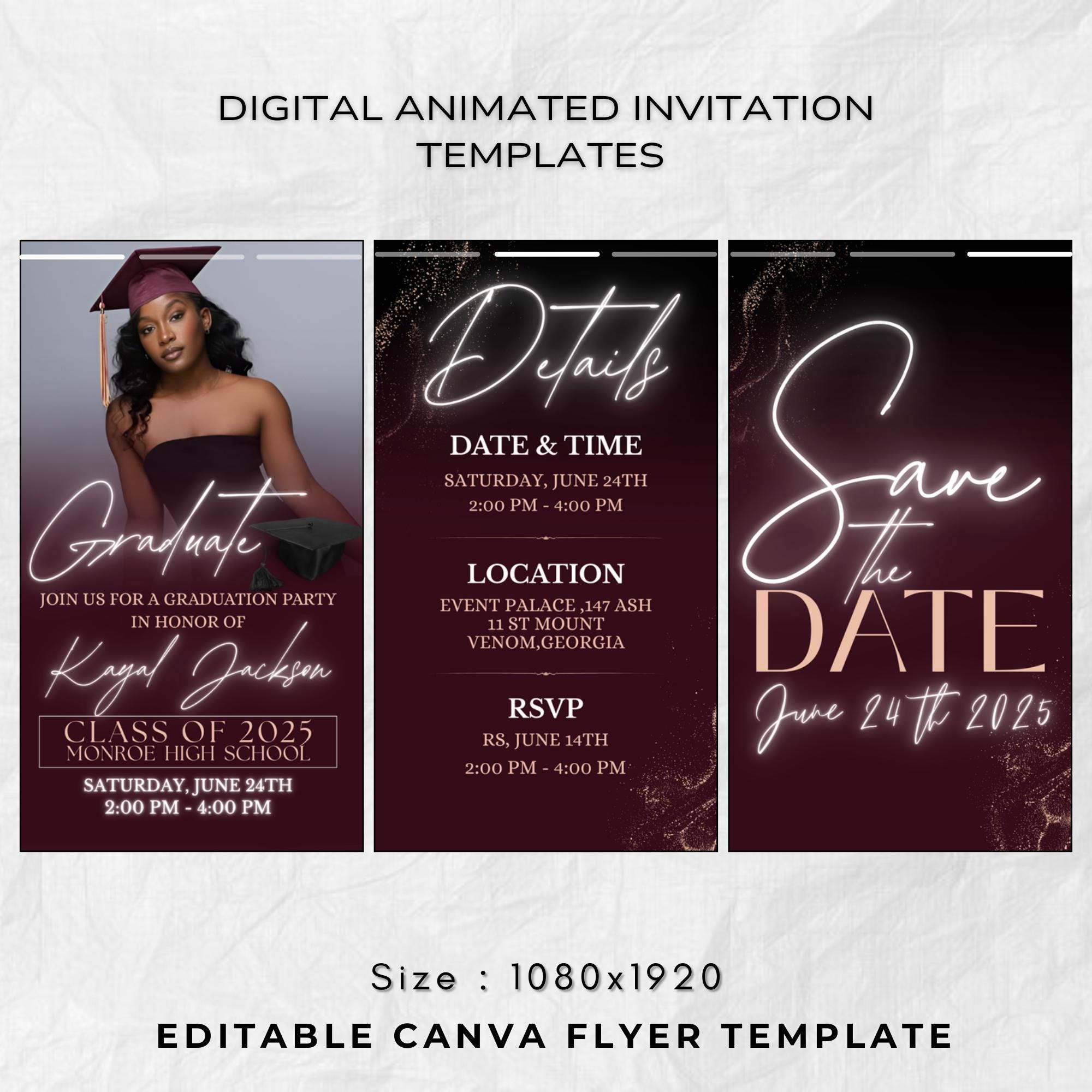 Animated Graduation Party Invitation Template: Editable Digital Evite ...