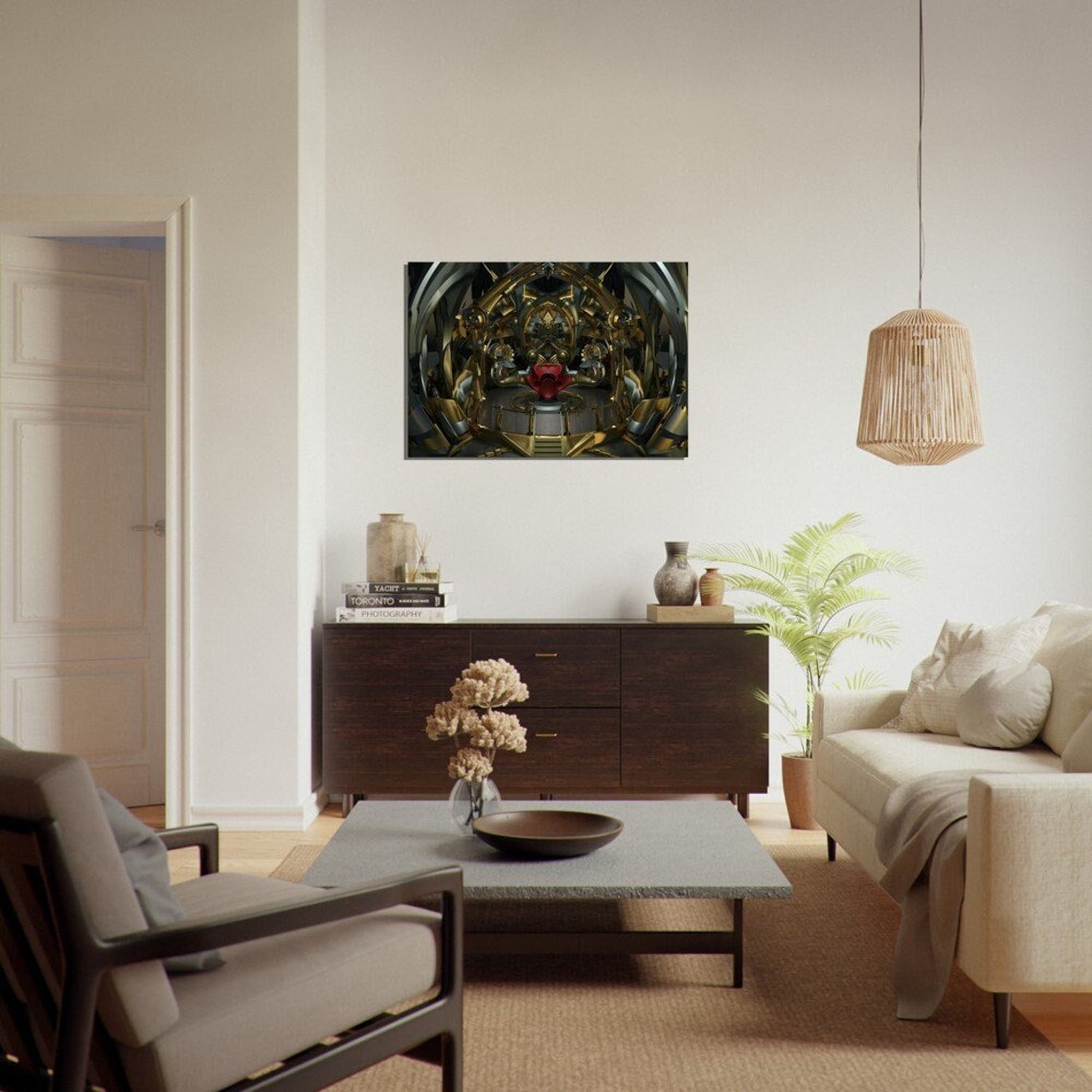 Metallic Gold Abstract Digital Art Print on Canvas 3D - Etsy