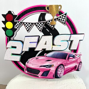 Black Glitter Traffic Light Race Car Cake Topper - Fast & Furious Theme Birthday Party Decor - View #13