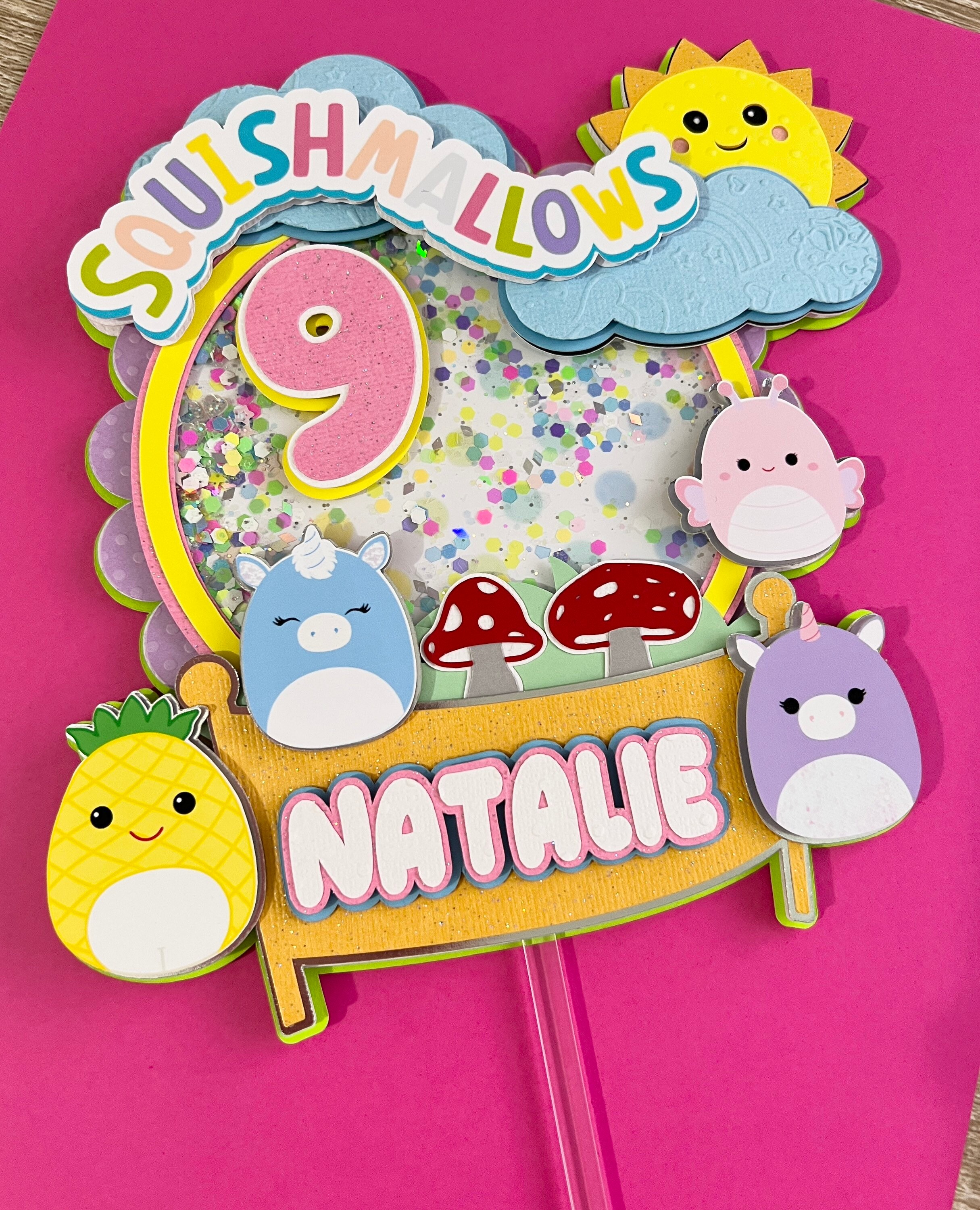Squishmallow Cake Topper Shaker Squish Party Custom Decor Personalized