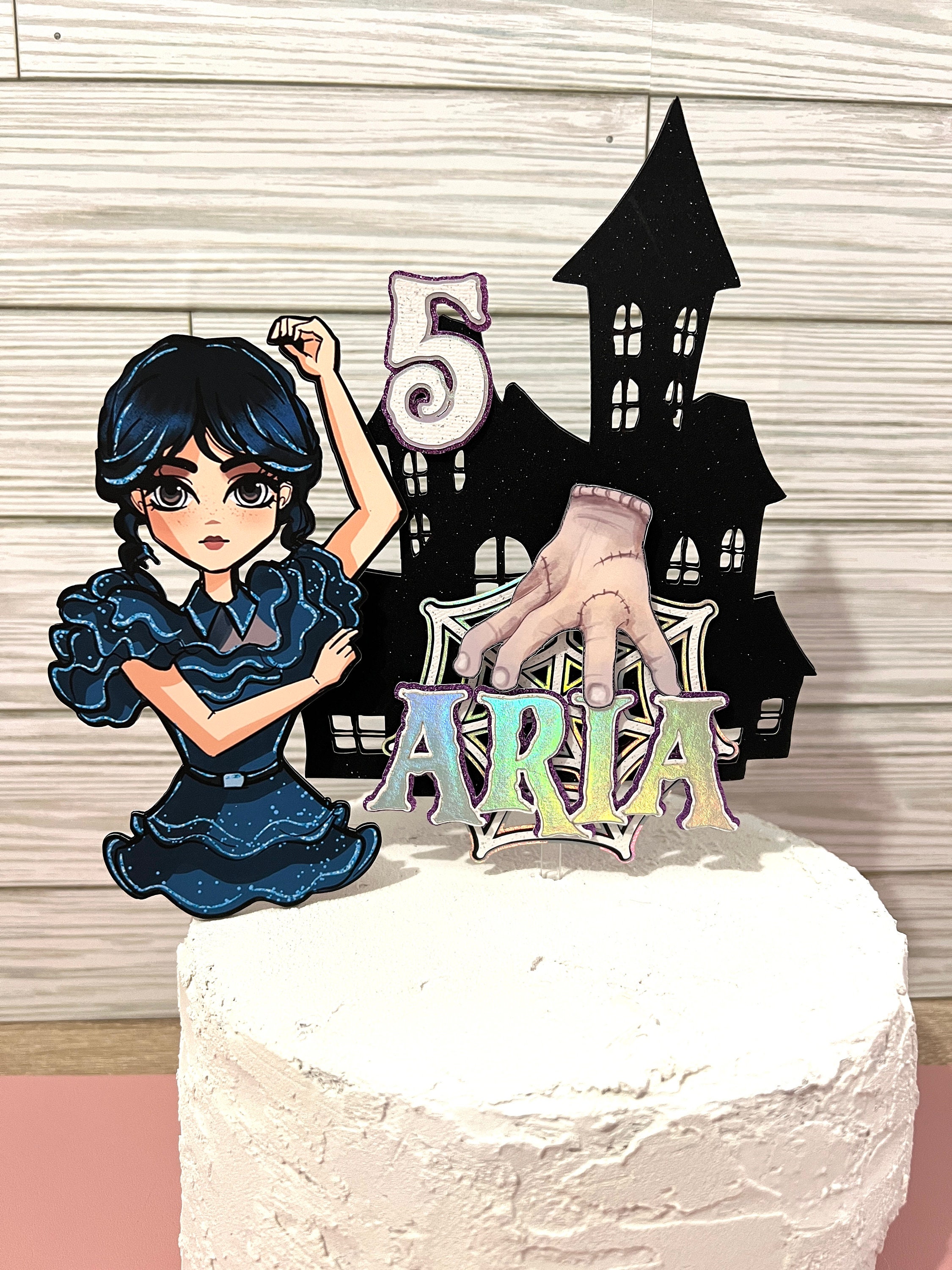 Topper de gâteau personnalisé Mercredi Addams
