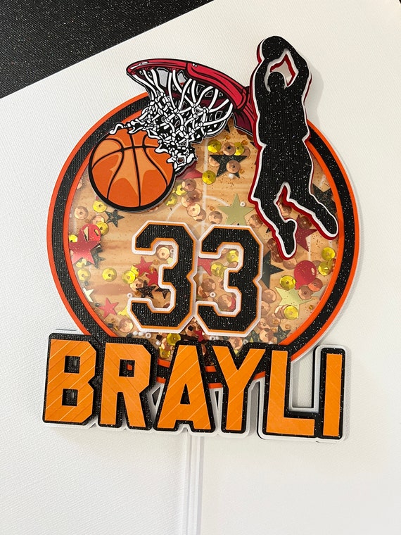 Basketball Cake Topper Shaker, Sports Party Decor, Personalized