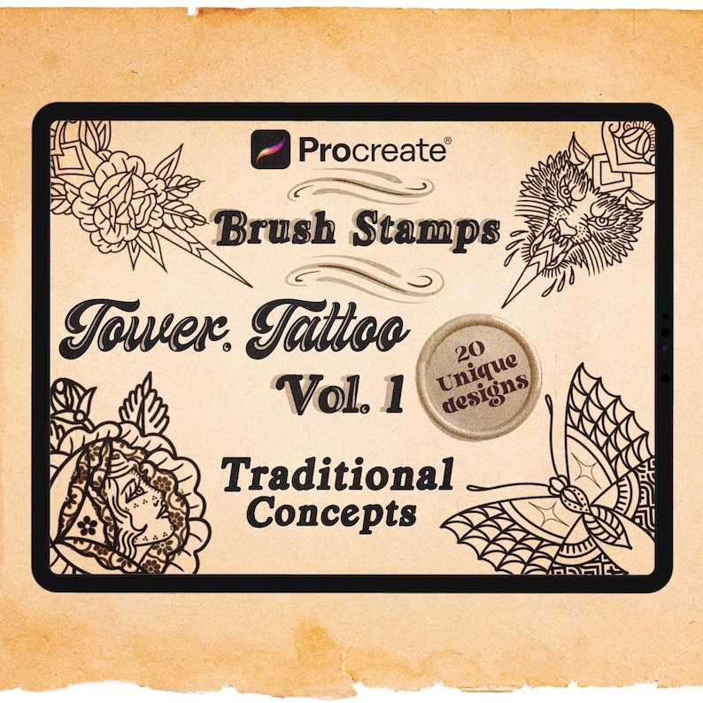 Traditional Tattoo Procreate Brushes: Old School Flash Art Stamps - Etsy